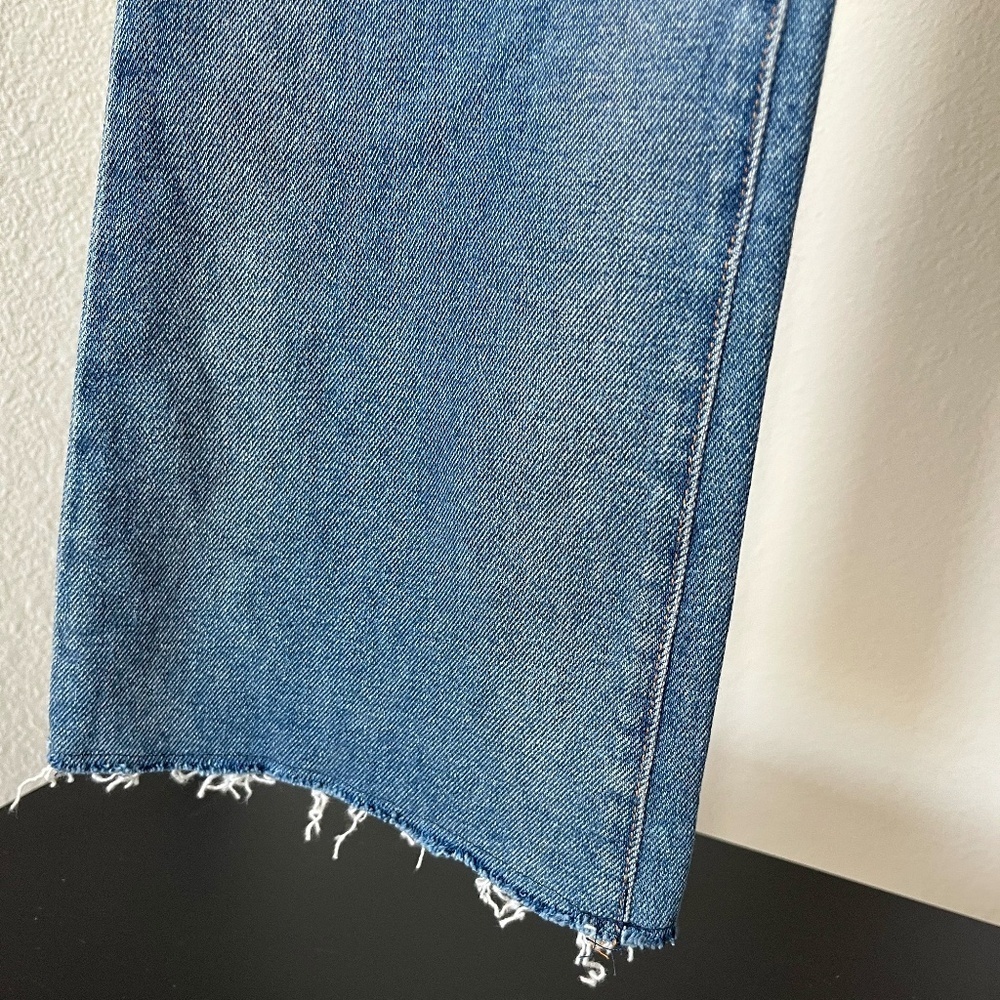 CQY x ANTHROPOLOGIE | Bliss High-Rise Bootcut Flare Raw Hem Jeans | Size 25 - Picture 8 of 10